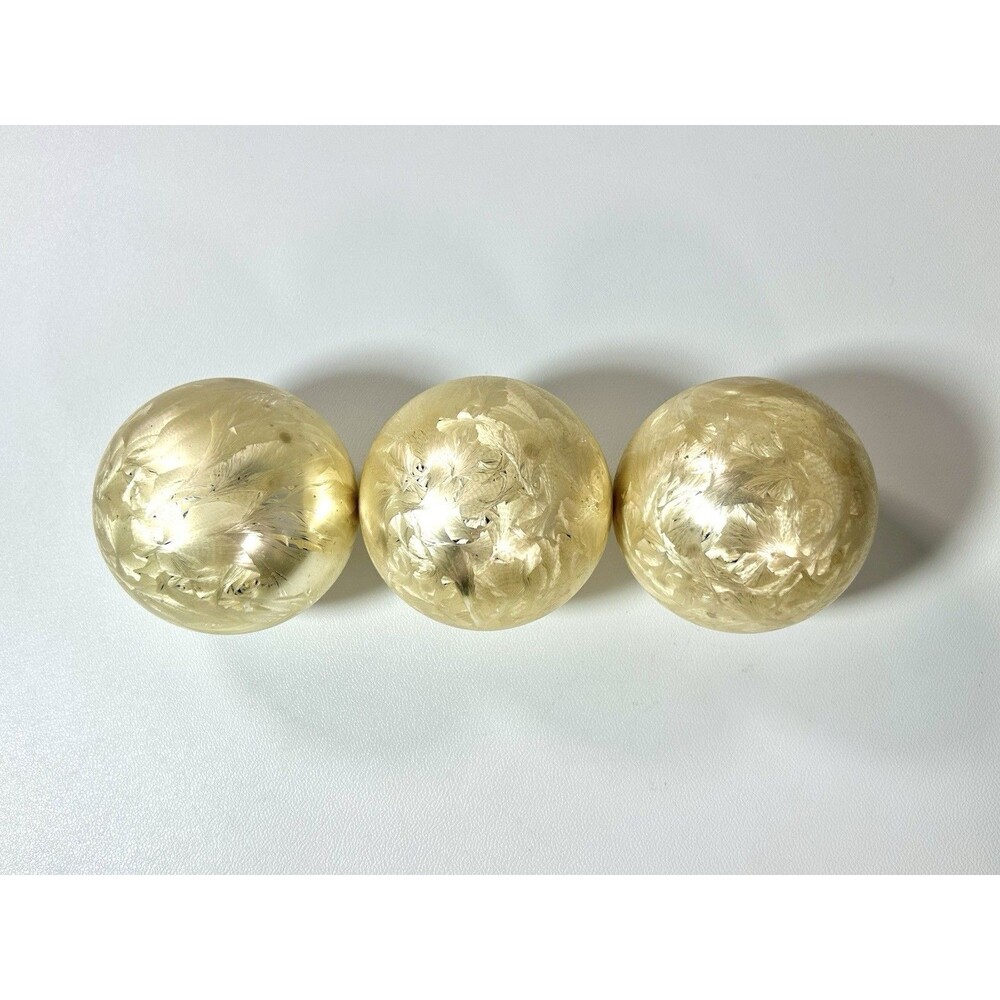 Vintage Lot of 3 Shiny Brite Mica Frosted Pearl Cream Glass Ornaments Christmas